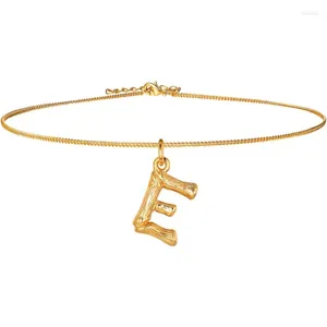 Ожерелья с подвесками, маленькое бамбуковое ожерелье с буквой E, позолоченное колье 18 карат для женщин, регулируемое 14-16 дюймов