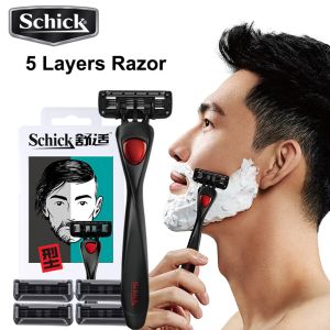 Razor Schick 5 Katmanlar Manuel Jiliz Bıçaklar Erkek Sakal Tıraş Saç Tıraş Makinesi Metal Tutucu Jimır Saç Ücretsiz Nakliye Kaldır