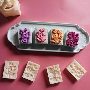 Backformen 5 stücke 65g Blume Mooncake Form Glocke Orchidee Rechteck Mungobohnen Kuchen Gebäck Rose Hand Presse Stempel Dekoration