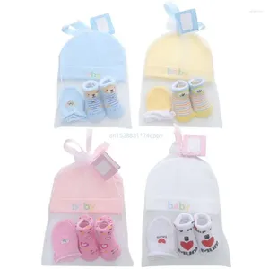 Giyim Setleri 3pcs Bebek Bebek Karikatür Şapka Çorap Seti Kızlar İçin Doğum Şapkalar Erkekler Cilt Dostu Eldivenler Takım Dropship