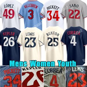 Custom Royce Lewis 4 Carlos Correa Baseball Jersey Макс Кеплер Байрон Бакстон Миннесота Хармон Киллебрю Мигель Сано Близнецы Кайл Фермер Пабло Лопес Бэйли Обир Род Карью