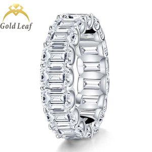 Weißer Goldblatt-Ring, Schmuck, 14 Karat Gold, Smaragdschliff, D-Farbe, Moissanit-Ring für Männer