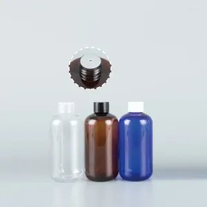 Бутылки для хранения, 10 шт./лот, янтарная ПЭТ-бутылка коричневого цвета с плоским плечом, пластиковая косметическая упаковка с завинчивающейся крышкой/заглушкой