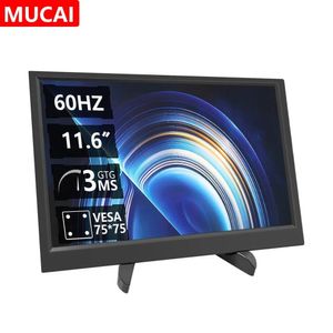 Портативный монитор MUCAI 11,6 дюйма, игровой экран 16,9, 60 Гц, 45% NTSC, 250 кд/м², ноутбук Mac, Xbox PS4/5, переключатель дисплея, интерфейс Type-c 240327