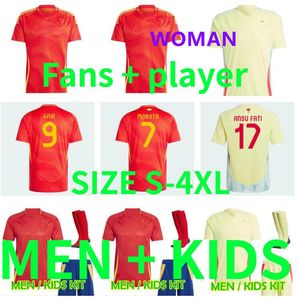 XXXL 4XL 2024 İspanya Pedri Futbol Formaları 24 25 Lamine Yamal Rodrigo Pino Merino Sergio M.Asensio Ferran İspanyol Evi Uzakta Erkek Çocuklar Kit Futbol Gömlek Fan Oyuncu Versiyonu