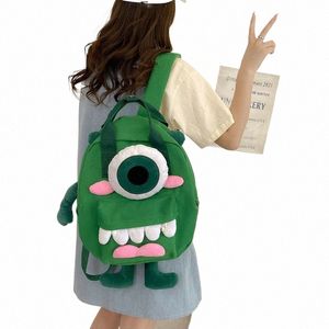 Bir gözlü mster okul çantası büyük gözlü bebek çantası kadın fi öğrenci sırt çantası büyük kapasiteli tuval çantası gelgit mster şaka çantası d4iu#