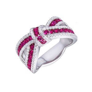 Tasarımcı Mücevher Yüzük Yay Kırmızı Elmas Yüzük Lüks Yeni Moda Kişilik 925 Gümüş Aşk Yüzüğü Kadınlar ve Erkekler Düğün Hediyeleri