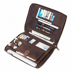 Кожаная мужская сумка kavi's Crazy Horse для 9,7 дюйма, мужской клатч для iPad Busin Phe, большая вместимость, многофункциональный держатель для карт 84w6#