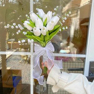 Декоративные цветы Ландыш Искусственный цветок Белый свадебный букет Материал Свадебная вечеринка Декор Оптовая продажа дома