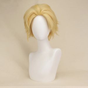 WIGS QQXCAIW Короткие кудрявые мужчины мужской косплей блондинка 35 см синтетические парики волос
