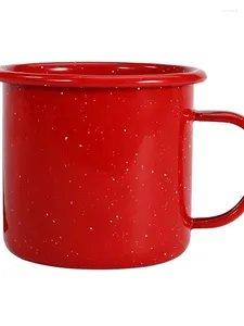 Кружки Эмалированная чашка с закругленными краями Праздничная красная снежинка в белые точки Кружка Железный чайник 9см