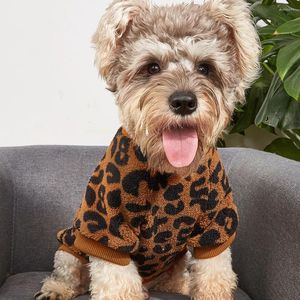 Abbigliamento per cani Maglione Abbigliamento per gatti Animali domestici Pullover Peluche con stampa leopardata marrone Adatto per cuccioli di Chihuahua Piccoli An