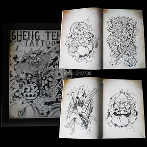 EST Dövmeleri Tanrı Maymun Dragon Snakelike İbadet Vinç Tam Arka Çiçek Kolu Geleneksel Desen Dövme Kitabı A4 240318