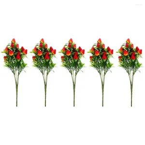 Dekoratif Çiçekler 5 Pc Simüle Çilek Sahte Meyve Şubeleri Vazo Dolgu Decors Ana Sayfa Buket Yapay Buketler