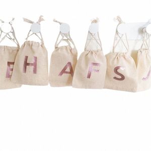 Persalized Favor Bags с начальной буквой 8x10cm Cott Drawstring Pouch Custom Named Gift Bag для свадьбы Baby Shower Party k2dZ #