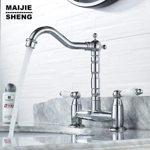 Banyo lavabo musluk mutfak musluk mikseri yedi harfli tasarım su arıtma İngiliz düzenleyici çift sap 2 delik