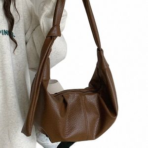 Корейские женские сумки-хобо с рюшами и широким ремешком, повседневная сумка для подмышек для женщин, мягкая сумка из искусственной кожи, повседневные сумки на плечо Menger c4Dc #
