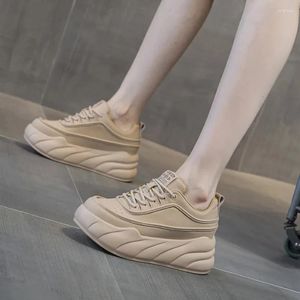 Sıradan Ayakkabı Krasovki 6.5cm Orijinal Deri Platform Kama Rahat Botlar Bahar Sonbahar Destekleyici Ayak Bileği Tıknaz Spor ayakkabıları Kadın Pompalar