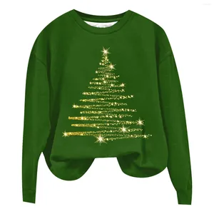 Kadın Hoodies Ladies Noel Glitter Tree Pamuk Külot Sweaters Kadın Hafif Sweatshirts Polar Ceket Hoodie