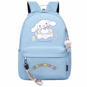 Kawaii Cinnamoroll для мальчиков и девочек, детские школьные сумки для книг, женский рюкзак для подростков, холщовый рюкзак для ноутбука, дорожный рюкзак c571 #