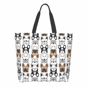 Французский бульдог Очень большая сумка для продуктов Carto Portraits Puppy Pet Многоразовая сумка-тоут Магазин Дорожная сумка для хранения P3xP #
