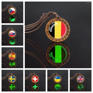 Kolye Kolyeleri Avrupa bayrağı Kubbe Cam Ahşap Kolye Fransız İtalya İspanya Polonya Hollanda İrlanda Erkek ve Kadın Hediyesi
