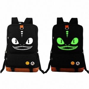 Train Drag Luminous Backpack Glow in Dark Zipper Mouth Big Eyes Ombro Mochila Anime Menger School Bag e17N #