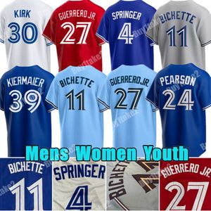 Özel 27 Vladimir Guerrero Jr. 11 Bo Bichette Beyzbol Jersey Alejandro Kirk George Springer Torontos Justin Turner Kevin Gausman Blue Jays Kiermaier Joey Votto