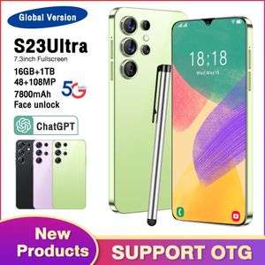 7,3 дюйма Full Touch S23 Ultra 5G Мобильный телефон 1 ТБ 4G Мобильные телефоны Оригинальный лицевой Octa Core смартфона мобильные телефоны Puff 256 ГБ 512 ГБ