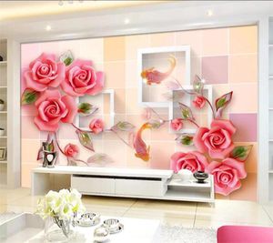 Wallpapers Wellyu Personalizado Papel de Parede Papel de Parede Elegante Rose Goldfish TV Fundo Parede Pared Po Tapeten