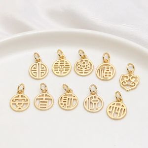 Encantos 10 peças de personagem étnico chinês pequenos pingentes brincos femininos chaveiro faça você mesmo amuletos banhados a ouro para meninas colar broche fazendo