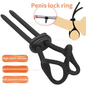 Ajuste do pênis de pênis Capinho de silicone BDSM Brinquedos para adultos Cinturão de castidade adulta Ejaculação de lojas de cockring de cockring
