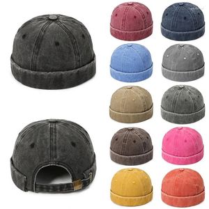 Berets Fashion Denim Docker Cap Randless Hut Solid Skullcap Farbe Segler Mütze Hats Männer Frauen Eimer Verstellbarer Vater