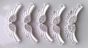 2013 Yeni Gümüş Kaplama Metal Alaşım Kristal Rhinestone Angel Wings Bilezik Konnektörleri Bilezik Mücevherat Bulundu Amp Compon1143596