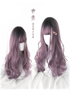 Harajuku Womens Gothic Sweet Lolita Long Curly Synthetic Hair, окрашенные косплей Wig Cap6341892