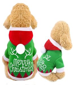 Собачья одежда для домашних животных коралловые хлопковые капюшоны для собак Рождественские письма с капюшоном теплые зимние вершины 20216017179