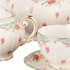 Tee-Sets Tee Set Grüne 11-teilige Porzellan Hibiscus Porzellan Tee Set Cup Calemony Tea Citchen Küche Essbar Hausgarten