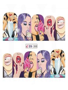 DIY Water Transfer Nail Art Sticker 12pcsset Pop Art Designs Decal Cool Girl Lips Decoration