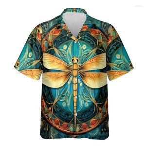 Мужские повседневные рубашки Dragonfly Graphic для мужчин одежда животные