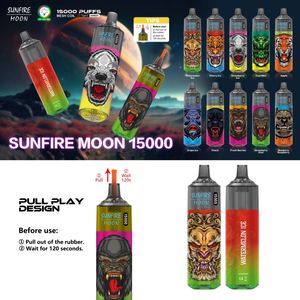 Sunfire 15000 Pufs 9000 Pro Vapes 20ml Büyük E Meyve Suyu Kapasite E Nargile Şarj Cihazı LED RGB Işık E Sigara Puff 15K 12K 9K Tek Kullanımlık Vape Kalem Vaper Pod Bar İngiltere Fransa NL CZ