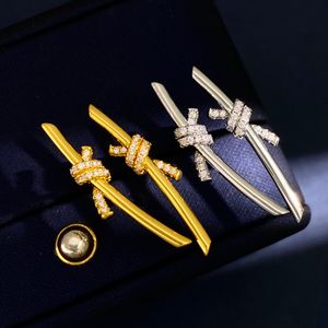 Lüks Küpe Tahmin T Marka Tasarımcı Bow Düğüm Kelebek Cazibesi Çapraz Kristal Küpeler Kadın Mücevherleri Kutu ile