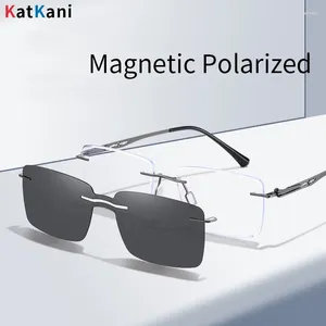 Солнцезащитные очки рамы Katkani Fashion Ultra-Light Poltraized Magnetic Clip-On Eywear Ретро-квадратный оптический рецепт.