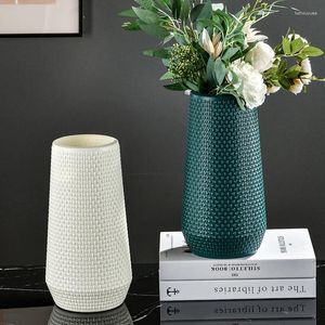 Vasos 1pc Plásticos nórticos Vaso de flor simples organizar cerâmica de imitação para decorações florais da sala de mesa