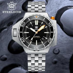 Bilek saatleri Steeldive SD1988 56mm Tek Parçalı Kasa Mens Otomatik Saatler Diver 1200m Su geçirmez Mekanik Bilek Swatch Işın Seramik Çerçevesi