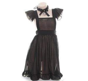 Siyah Beyaz Seksi Fransız Hizmetçi Önlük Kadın Kız Kostüm Cosplay Lolita Elbise Yatak Odası Önlük Dantel Yarı Yayı F15415961