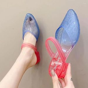 Sandalet 2024 Yaz Kadın Kristal Açık Hava Anti Slip Jelly Kadın Plaj Terlik Prenses Ayakkabı