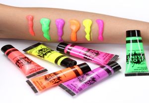 624pcs Body Art Paint Neon Fluorescent Party Halloween Makeup Makeup Makeup Kids Face Paint Paint Uv Glow Body MakeNew8316215