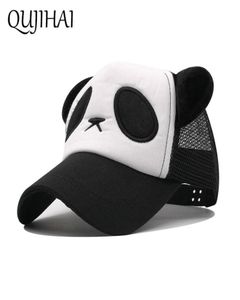 Qujiahi Çocuk Şapkası Panda Panda Örgü Açık Güneş Şapkası Beyzbol Kapağı Erkek Kız Beden 4555 CM Snapback1438336