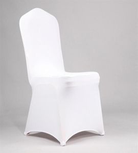 100pcs ucuz evrensel beyaz spandeks düğün sandalye kapakları parti ziyafeti el yemek streç elastik polyester kapak koltuğu y200105728097