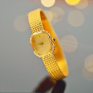 Начаты на наручных часах средневековые ювелирные украшения 2024 Женские кварцевые часы с водой с алмазом, покрытым 24 -километровым японским движением, роскошное ретро -простые
